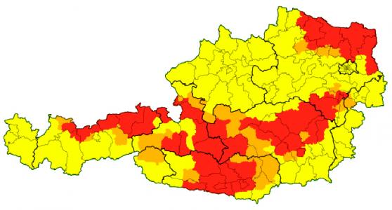 Die aktuellen Unwetterwarnungen für Österreich